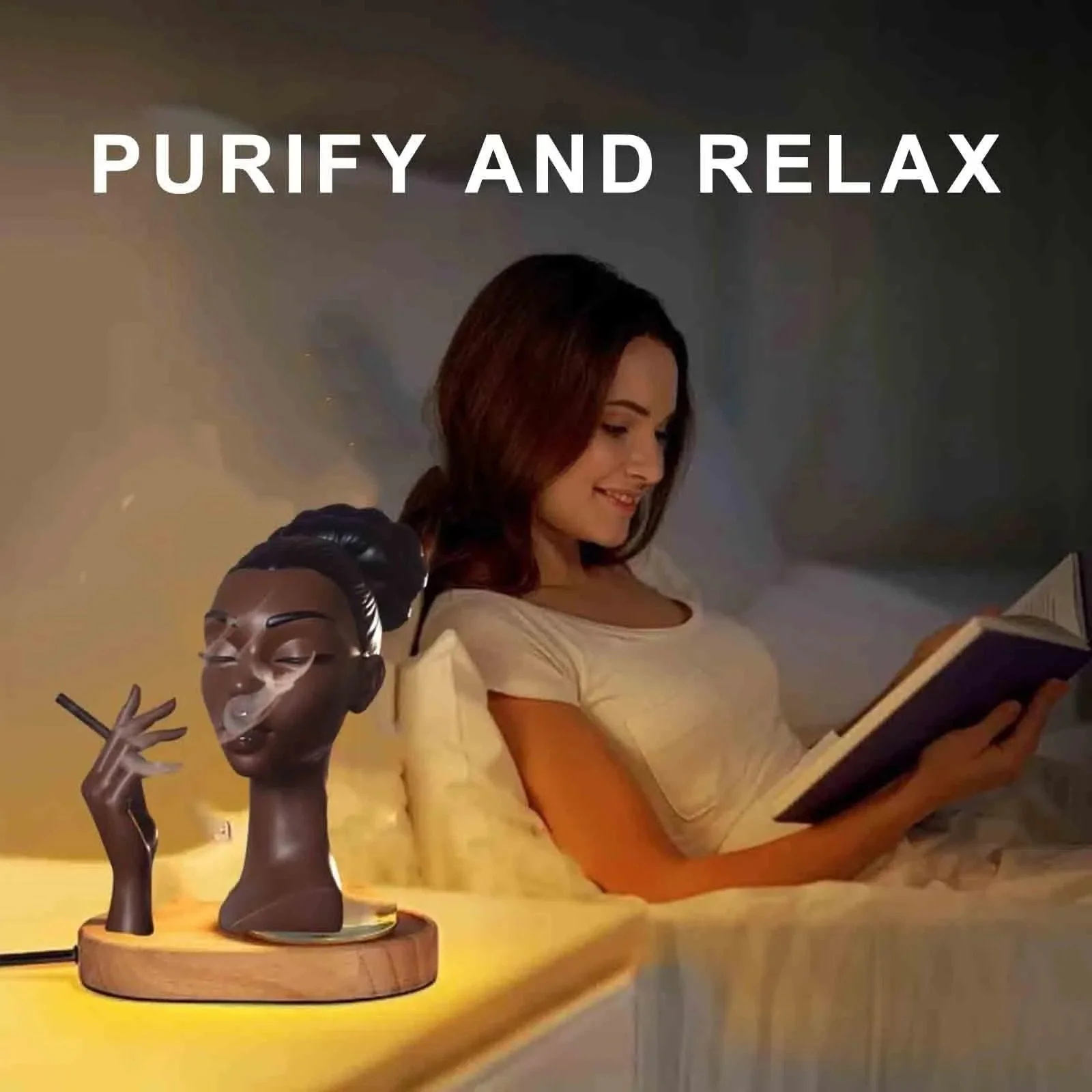 African Woman Head Incense Burner - Image 3