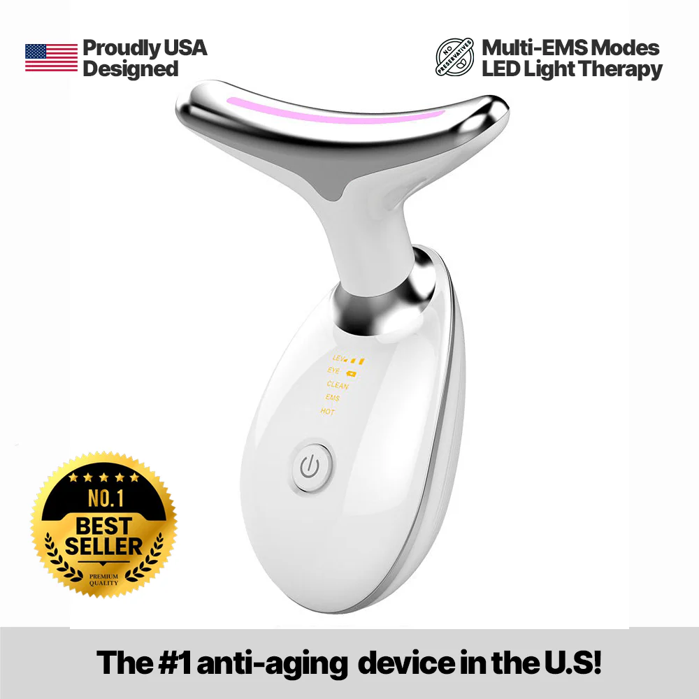 EMS RED LIGHT THERAPY FACE NECK LIFT WRINKLE REMOVER TIGHTEN MASSAGER - Image 11