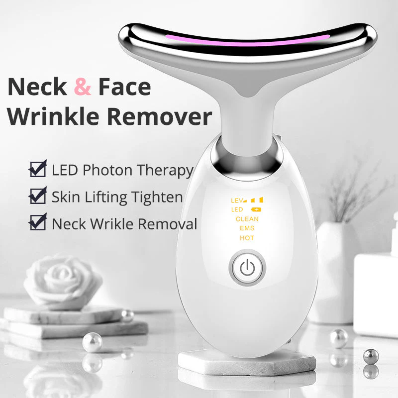 EMS RED LIGHT THERAPY FACE NECK LIFT WRINKLE REMOVER TIGHTEN MASSAGER - Image 2