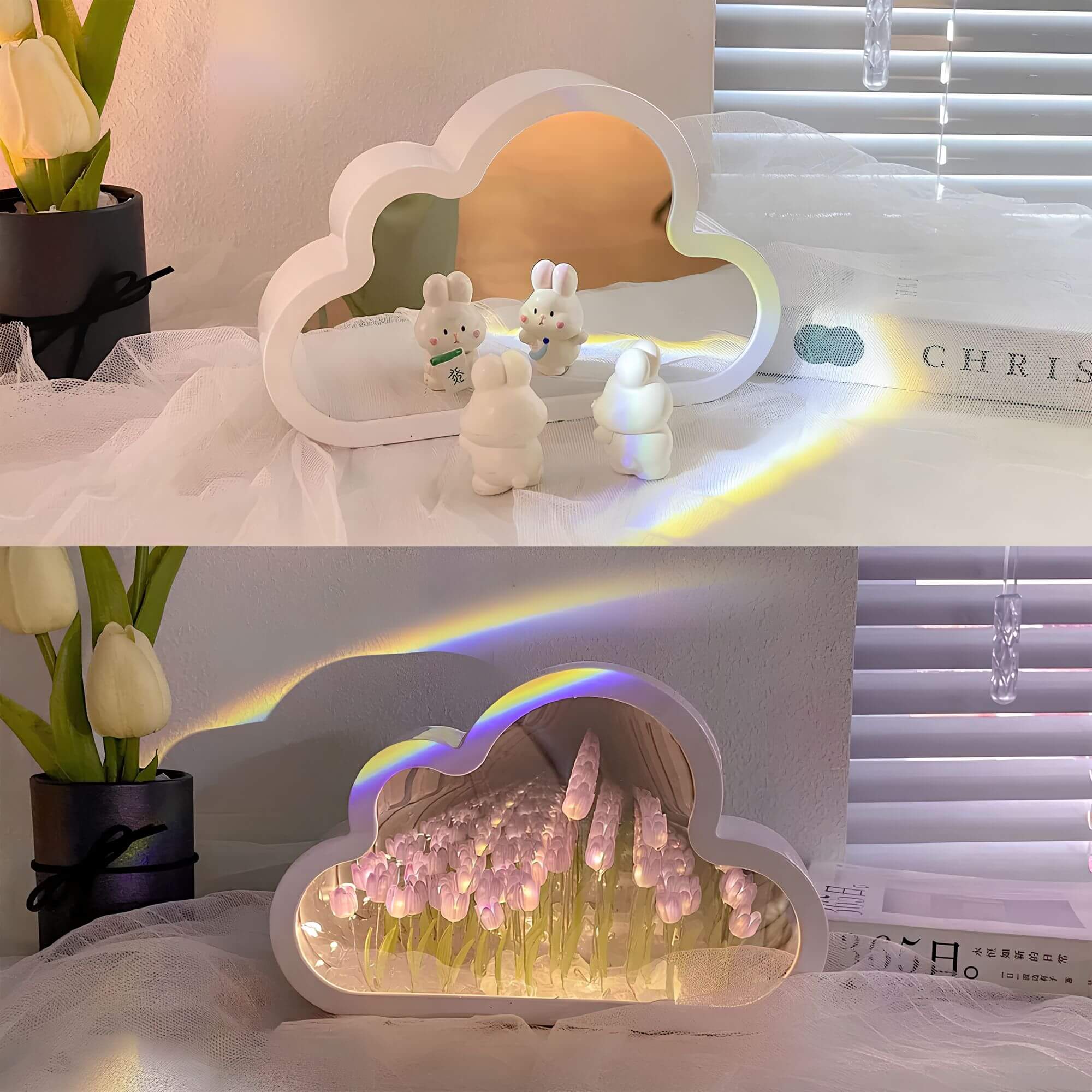 Eternal Cloud Mirror Tulips - LED Mirror with Infinity Effect - Image 4