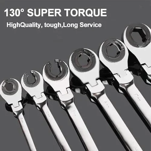 Ratchet wrench for open pipes (fixed head - flexible head 2 IN 1) - Image 7