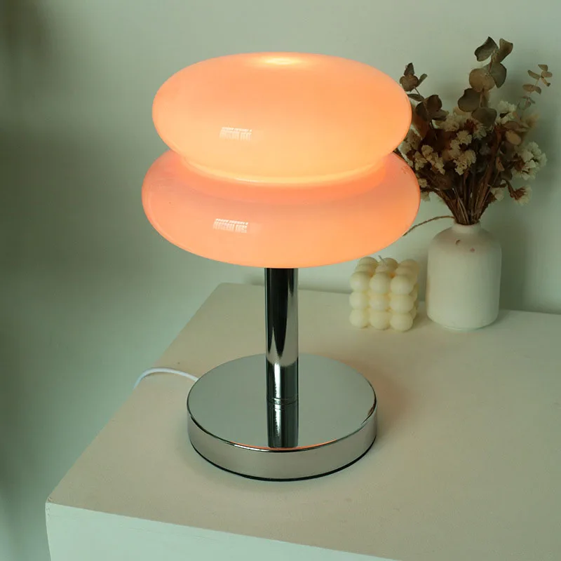 Glass table lamp with colorful pattern for bedroom and bedside table - child-friendly night light - Image 2