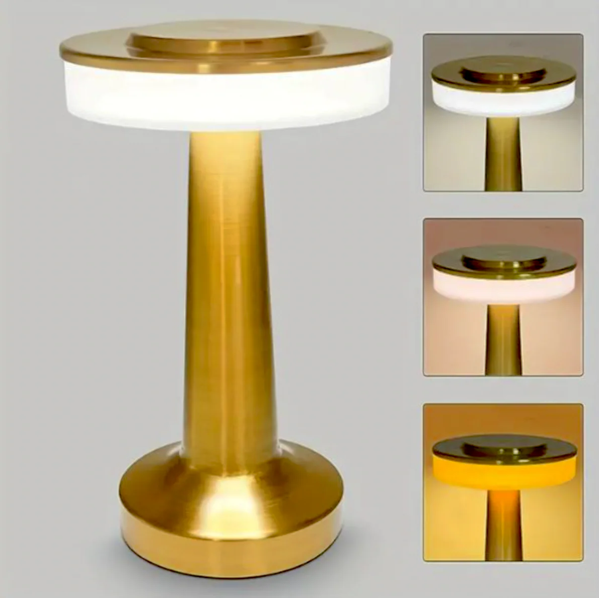 Wireless LED Battery Table Lamp LuxeLamp - Dimmable via Touch - Gold - Image 3